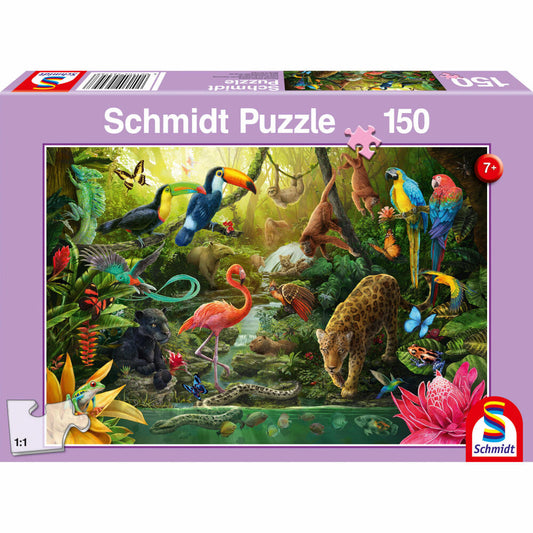 Schmidt Spiele Urwaldbewohner, Kinderpuzzle, Kinder Puzzle, ab 7 Jahre, 150 Teile, 56456