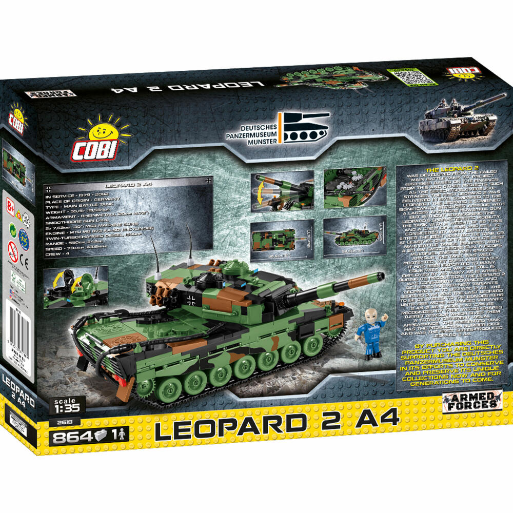 COBI Small ArmyLeopard 2 A4, Militär, Soldaten, Panzer, Spielzeug, Konstruktionsbausteine, 864 Teile, 2618
