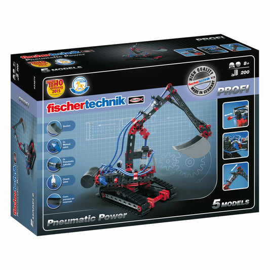 fischertechnik Profi Pneumatic Power, 200-tlg., Pneumatikventilen und -zylindern, Pneumatik Spielzeug, Luftspeicher, Motorikspielzeug, Baukasten, 533874