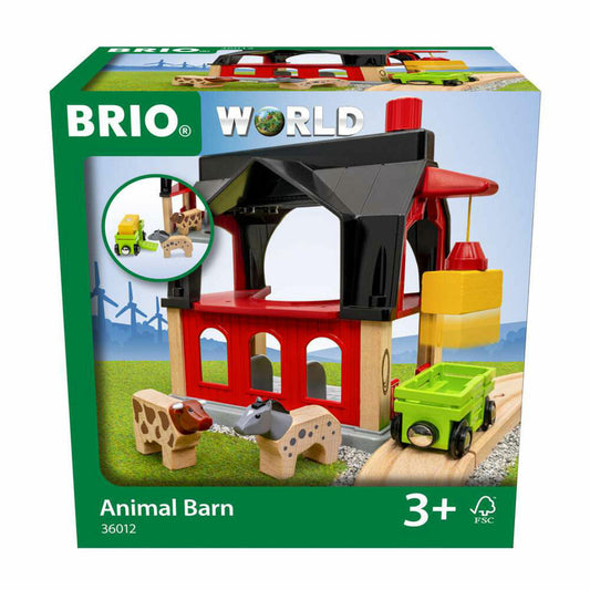 BRIO Tierscheune mit Heuwaggon, Eisenbahnspielzeug, Eisenbahn Spielzeug, Holzeisenbahn, 63601200