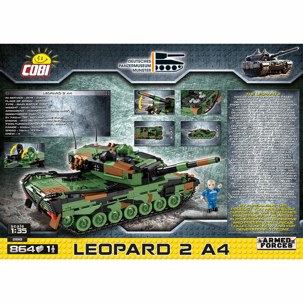 COBI Small ArmyLeopard 2 A4, Militär, Soldaten, Panzer, Spielzeug, Konstruktionsbausteine, 864 Teile, 2618