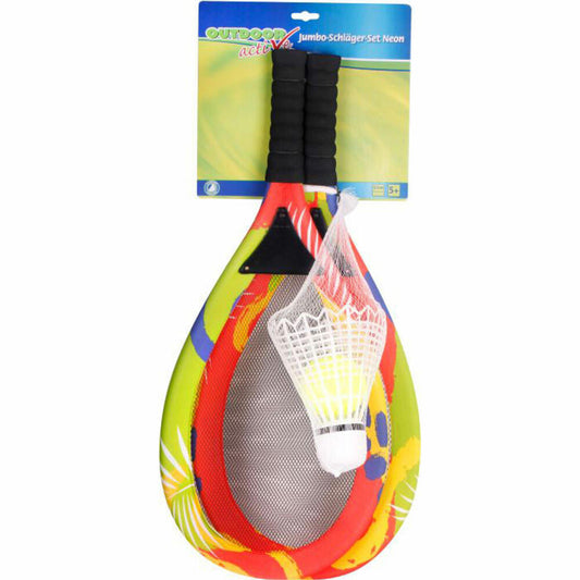 Outdoor active Jumbo Racket Set Neon with Balls, Length 67 cm
