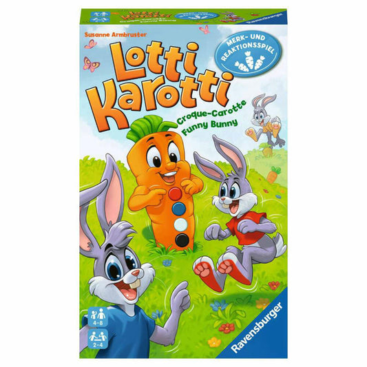 Ravensburger Lotti Karotti, Mitbringspiel, Reaktionsspiel, Merkspiel, Kinderspiel , 20961