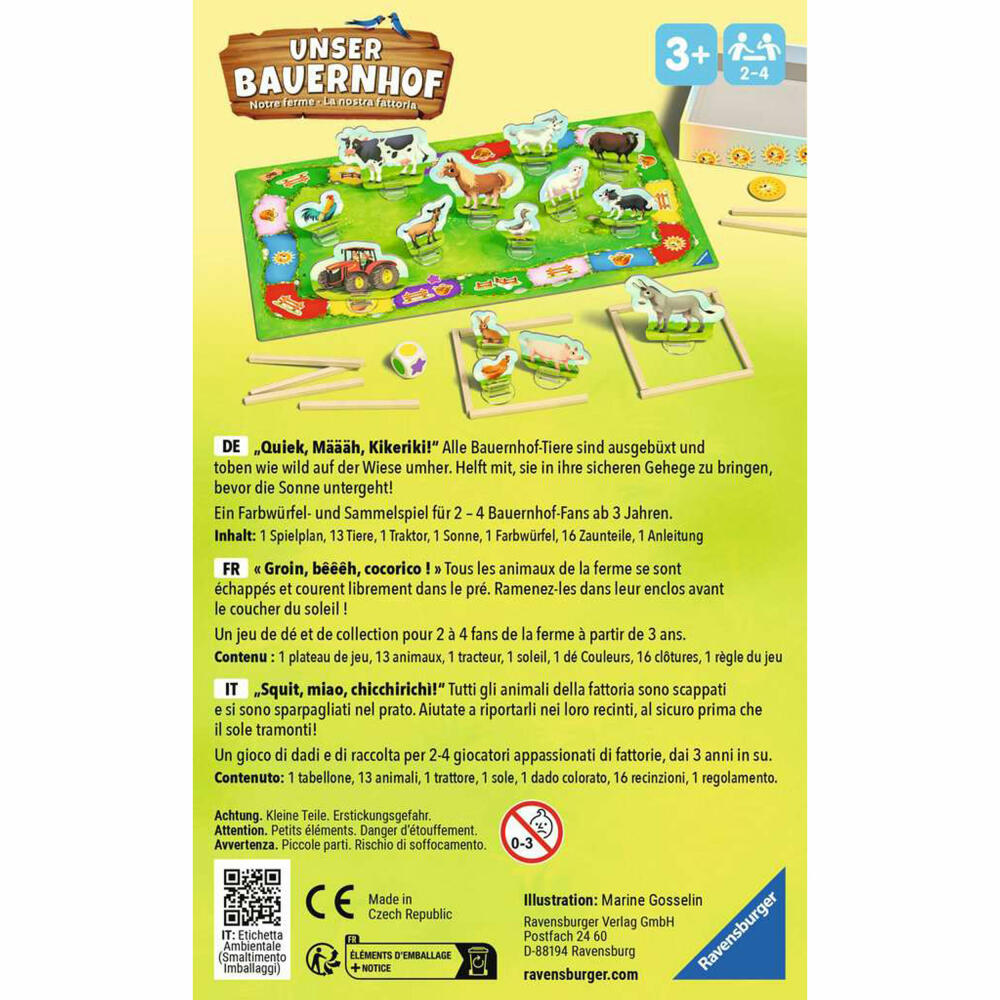 Ravensburger Mitbringspiele Unser Bauernhof, Würfelspiel, Kinderspiel, Kinder Spiel, 22408