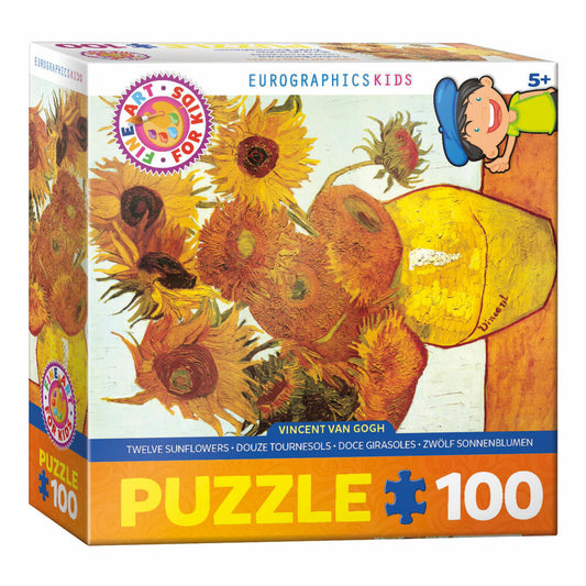 Eurographics Puzzle Zwölf Sonnenblumen in einer Vase von van Gogh, 100 Teile, 48 x 33 cm, 6100-3688