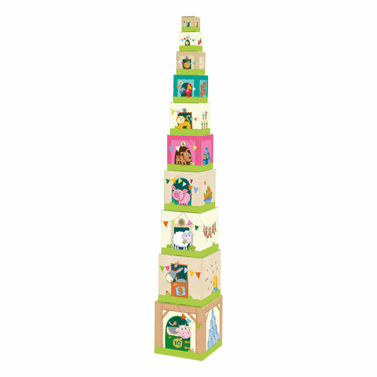HABA Stacking Cubes In the Countryside, 10 pcs., Stacking Games, Children's Games, Toys, 5879