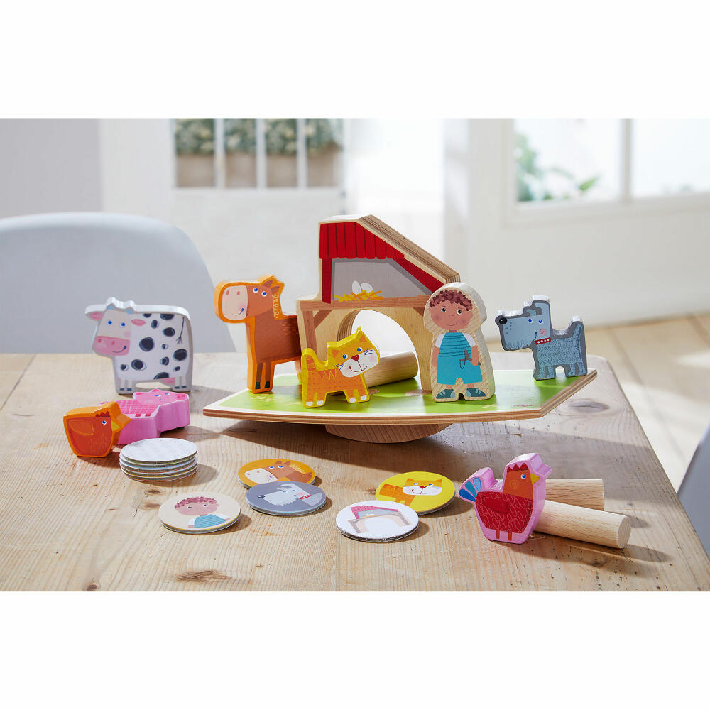 HABA Stapelspiel Tierischer Balanceakt, Stapelspielzeug, Motorik Spielzeug, Baby, 306288