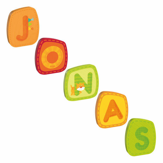 HABA Holzbuchstaben, Name Jonas, Buchstaben, Türschild, Wand, Dekoration, Kinderzimmer, Kind, Baby