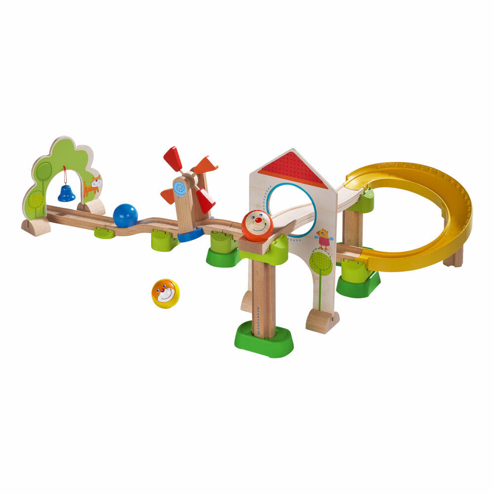 HABA Kugelbahn Kullerbü Windradbahn, 25-tlg., Murmelbahn, Kugel Bahn, Murmel, Spielzeug, 300438