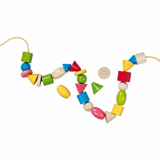 HABA Bambini Perlen Fädelwurm, Fädelspiel, Fadenspiel, Motorikspielzeug, 72-tlg., 2155