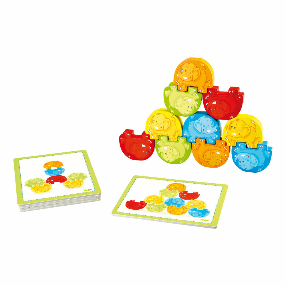 HABA Stapelspiel Wackelelefanten, Bauspiel, Kinderspiele, Spiele, Spielzeug, 300145