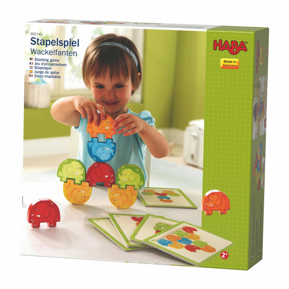 HABA Stapelspiel Wackelelefanten, Bauspiel, Kinderspiele, Spiele, Spielzeug, 300145
