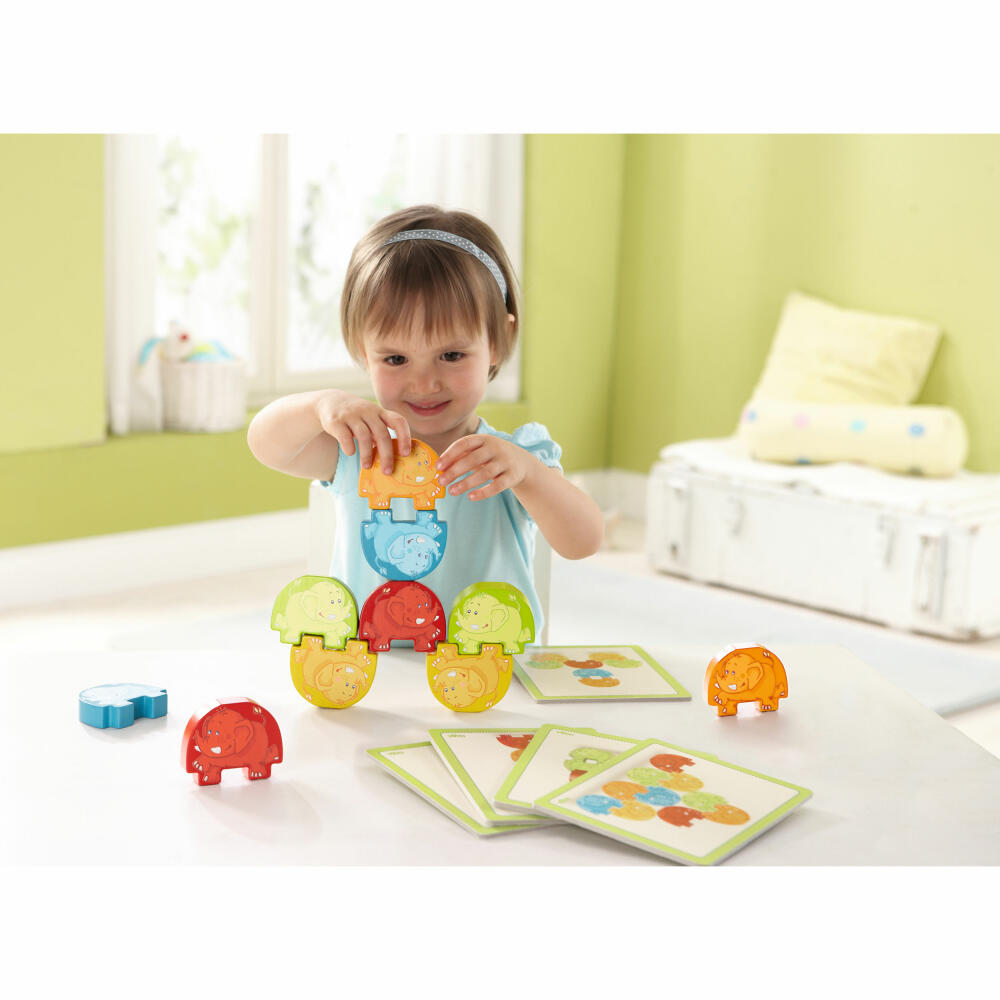 HABA Stapelspiel Wackelelefanten, Bauspiel, Kinderspiele, Spiele, Spielzeug, 300145