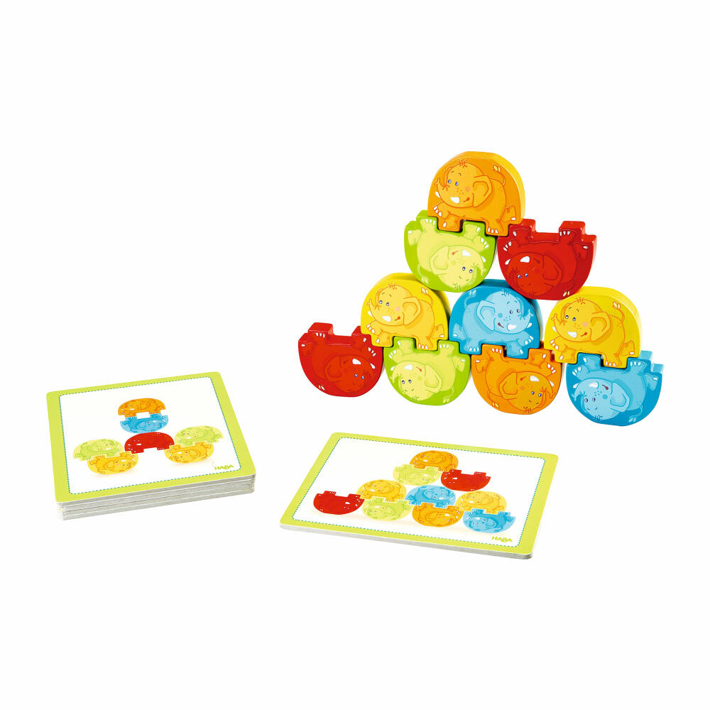 HABA Stapelspiel Wackelelefanten, Bauspiel, Kinderspiele, Spiele, Spielzeug, 300145