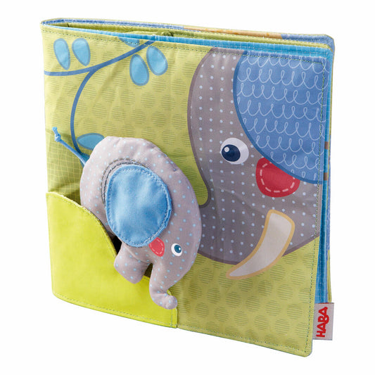HABA Stoffbuch Elefant Egon, Stoffspielzeug, Stoff Buch, Babyausstattung, 300146