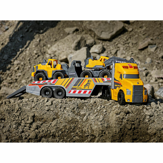 Dickie Toys Großer Mack Truck mit 2 Volvo Fahrzeugen, LKW, Kipplaster, Spielzeug Auto, 203729012