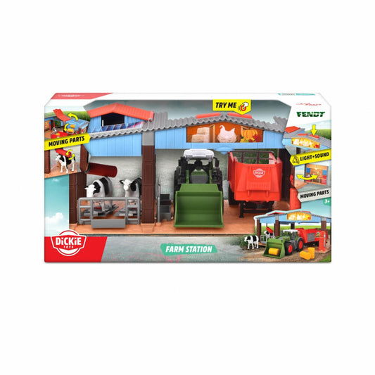 Dickie Toys Farm Station, Spielzeug-Bauernhof, Spielset, mit Traktor, Kinder, Spielwelt, 203735003