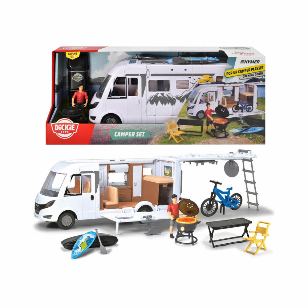 Dickie Toys Motorhome Set, Camping Car, Playset, Camping Van, with Toy Figure, 203837021