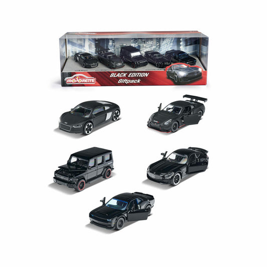 Majorette Black Edition Gift Set, Set of 5, Toy Car, Toy Car, Dodge, Audi, Brabus, Black, 212053174