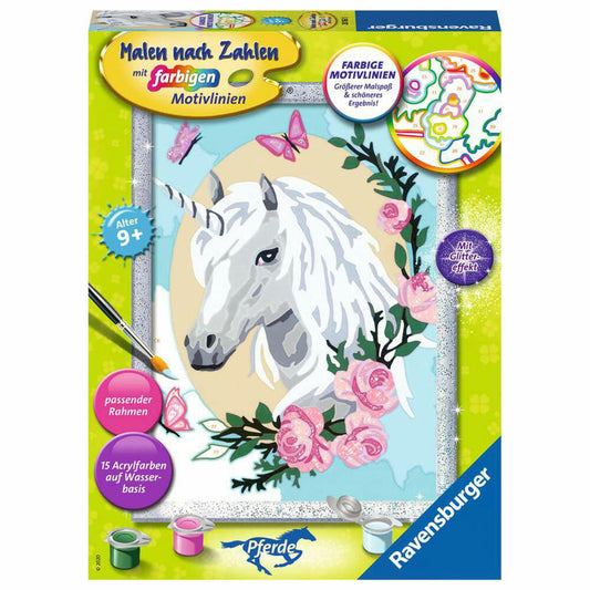 Ravensburger Malen nach Zahlen Einhorntraum, Mal-Set für Kinder, 28763