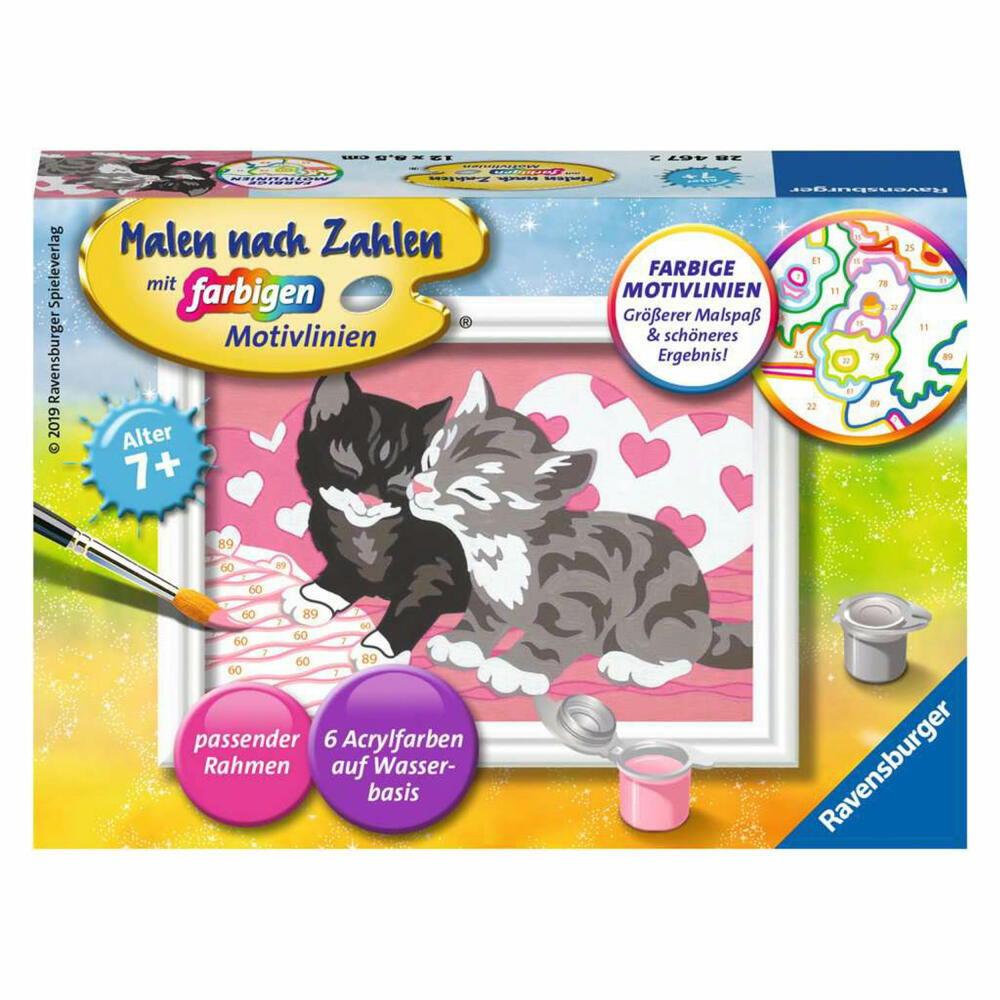 Ravensburger Malen nach Zahlen Kuschelkatzen, Mal-Set für Kinder, 28467