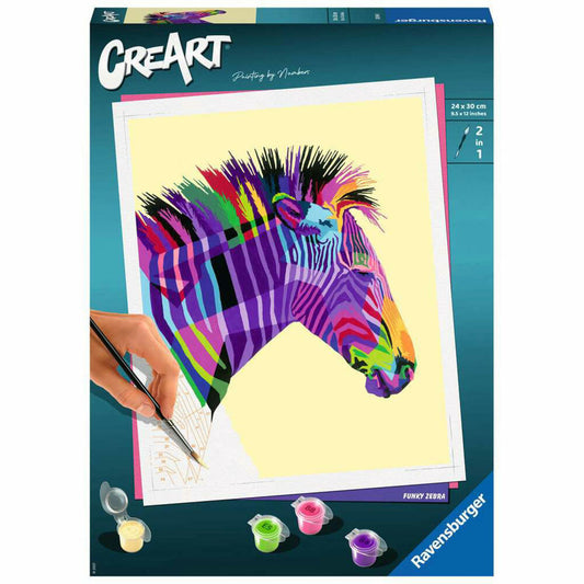 Ravensburger CreArt Funky Zebra, Malen nach Zahlen, Malset, Malvorlage, Malen, 28994