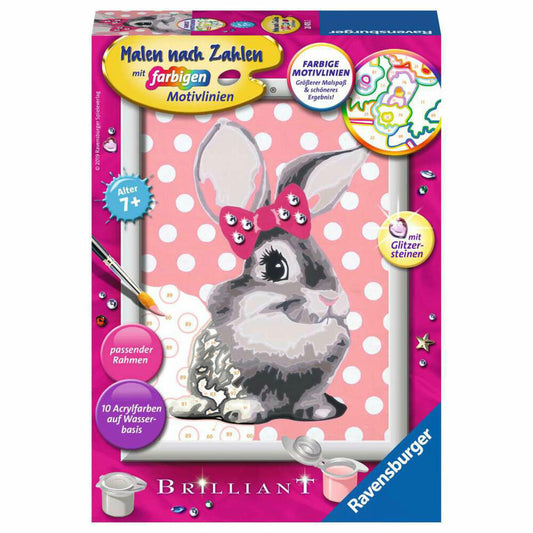 Ravensburger Malen nach Zahlen Knuffiges Häschen D, Mal-Set für Kinder, 28470