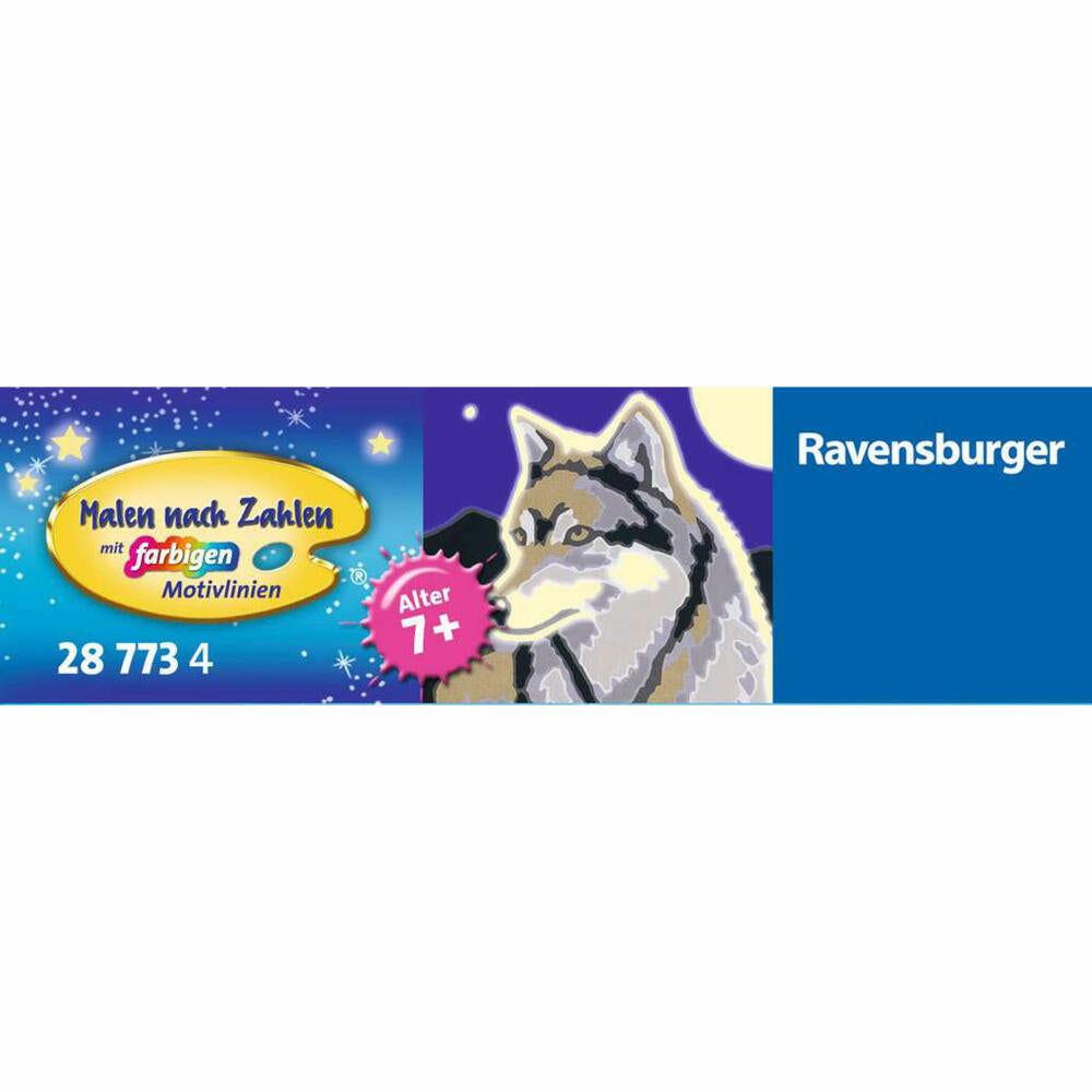Ravensburger Malen nach Zahlen Wolfsportrait, Mal-Set für Kinder, 28773