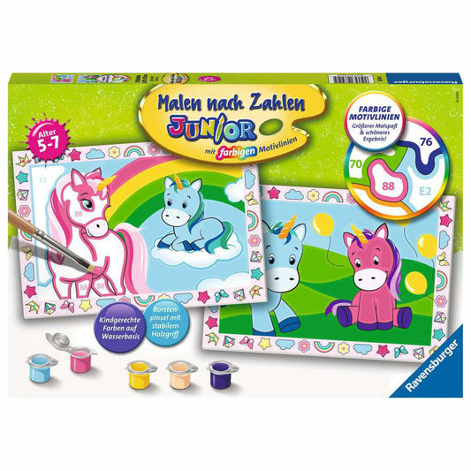 Ravensburger Malen nach Zahlen Zauberhafte Einhörner, Mal-Set für Kinder, 28510