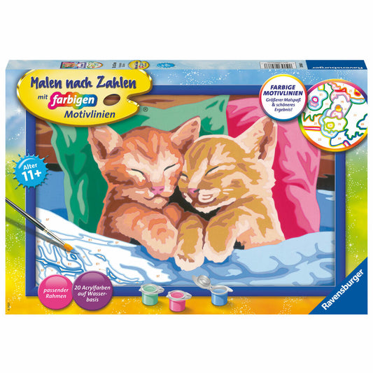 Ravensburger Paint by Numbers Cuddly Kittens, Painting Set, Coloring Page, Template, Picture, Children, 28986