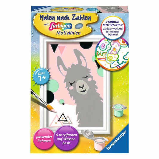 Ravensburger Malen nach Zahlen Glückliches Lama, Mal-Set für Kinder, 28942