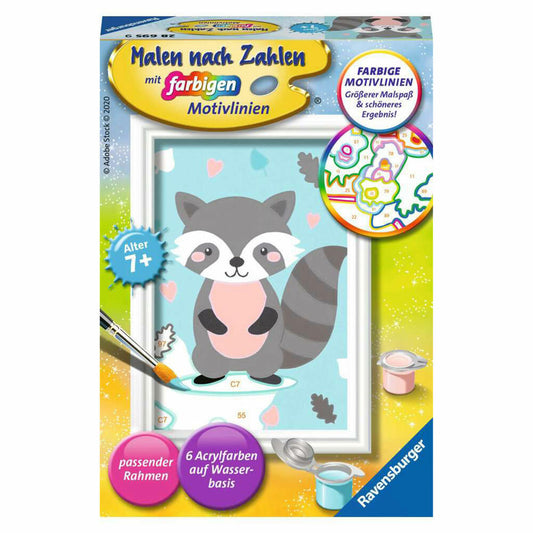 Ravensburger Malen nach Zahlen Süßer Waschbär, Mal-Set für Kinder, 28695
