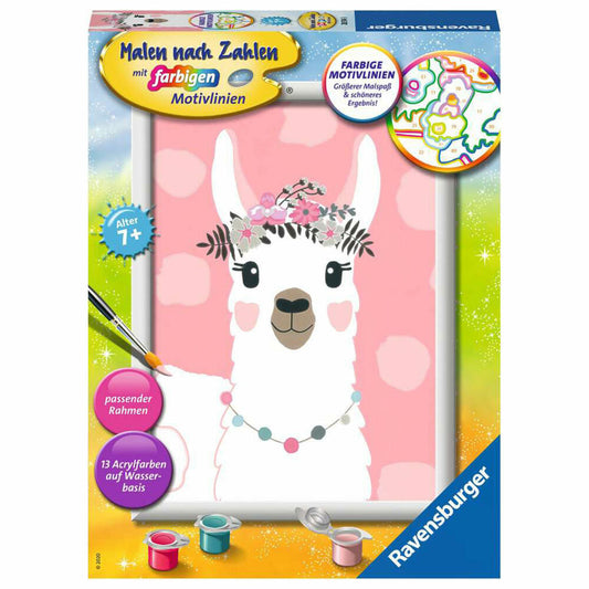 Ravensburger Malen nach Zahlen No Drama Lama, Mal-Set für Kinder, 28514