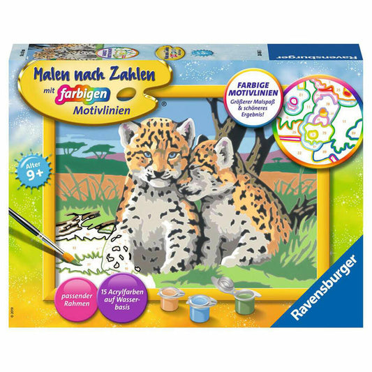 Ravensburger Malen nach Zahlen Kleine Leoparden, Mal-Set für Kinder, 28486