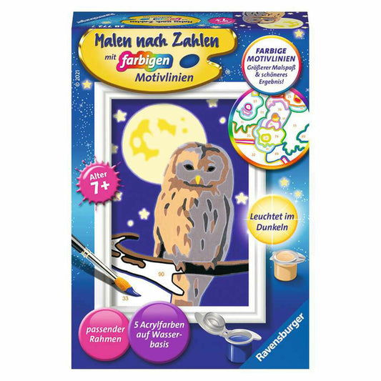 Ravensburger Malen nach Zahlen Nachteule, Mal-Set für Kinder, 28772