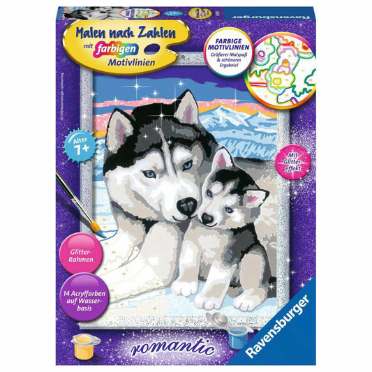 Ravensburger Malen nach Zahlen Husky Kuss, Mal-Set für Kinder, 28479