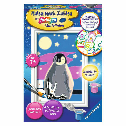 Ravensburger Malen nach Zahlen Kleiner Pinguin, Mal-Set für Kinder, 28775