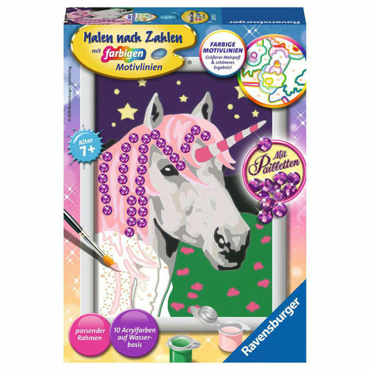 Ravensburger Malen nach Zahlen Einhorn, Mal-Set für Kinder, 28473