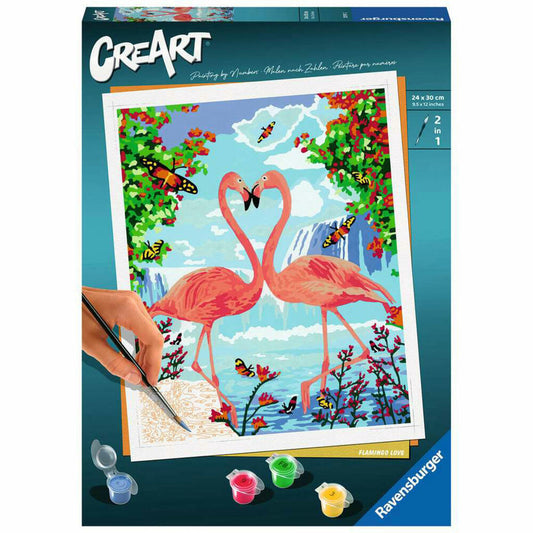Ravensburger CreArt Flamingo Love, Malen nach Zahlen, Malset, Malvorlage, Malen, 28991