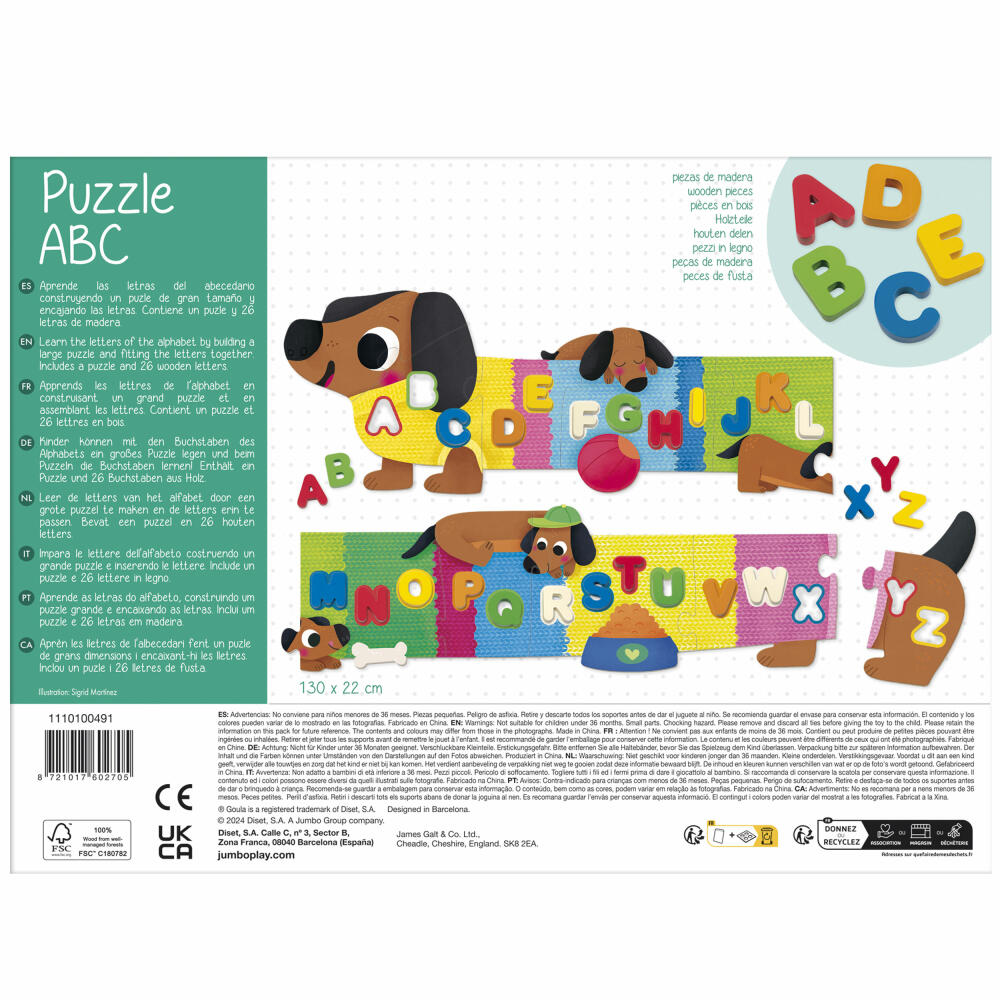 Jumbo Spiele GOULA XXL-Alphabet-Puzzle, Kinderpuzzle, Kinder, 26 Teile, ab 3 Jahre, 1110100491