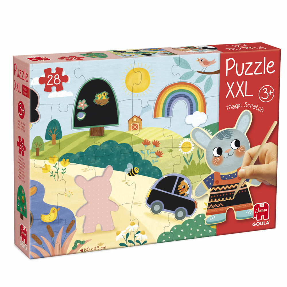 Jumbo Spiele GOULA XXL-Zauber-Kratz-Puzzle, Kinderpuzzle, Kratzbild, Kinder, 28 Teile, ab 3 Jahre, 1110100493