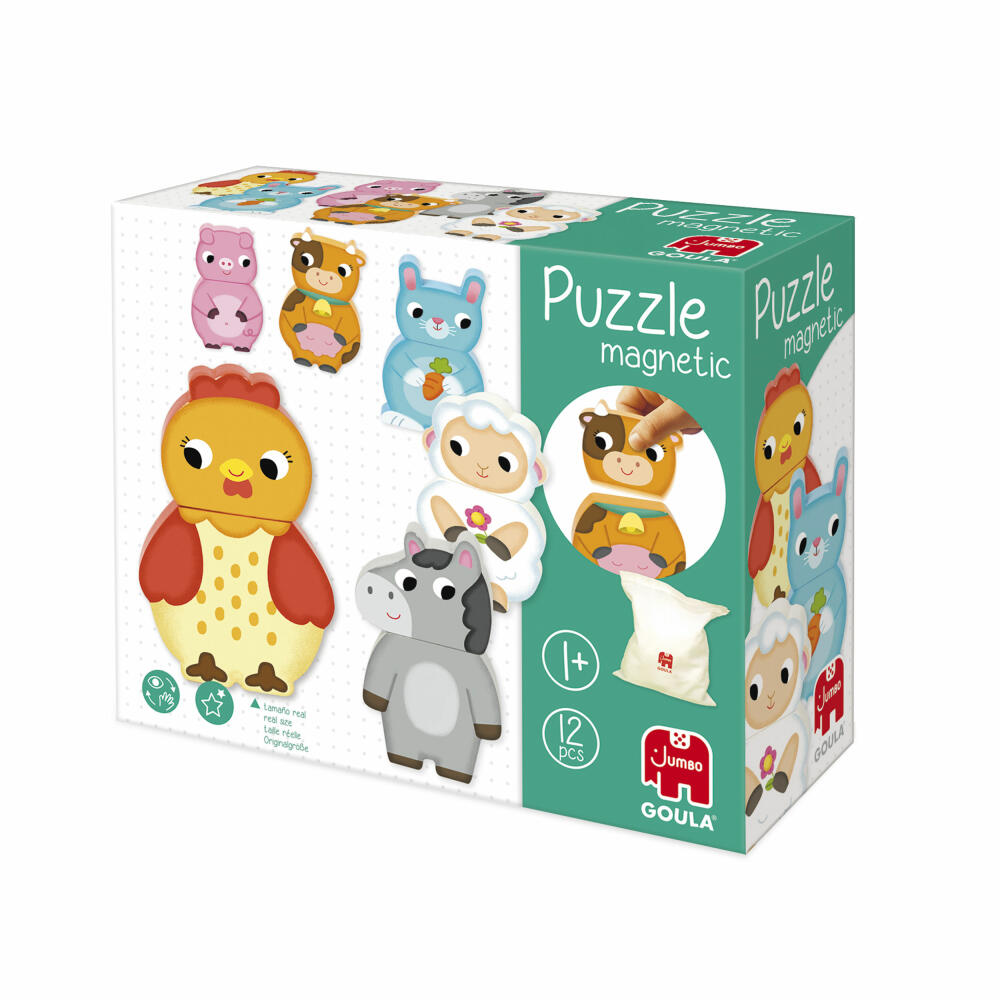 Jumbo Spiele GOULA Magnetisches Holzpuzzle Bauernhof, Puzzle, Magnetpuzzle, ab 12 Monaten, 455245