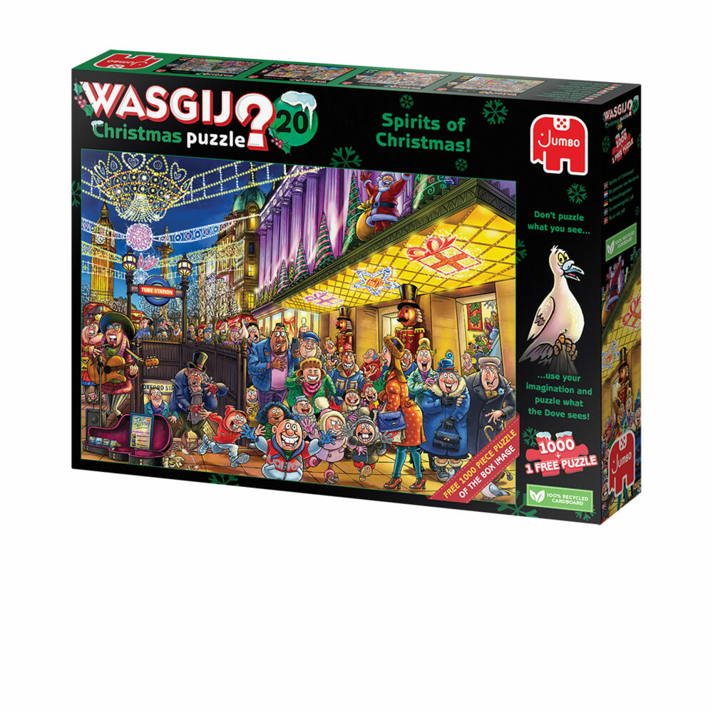 Jumbo Spiele Wasgij Christmas 20 Weihnachtsgeister!, Puzzle, Erwachsenenpuzzle, 2 x 1000 Teile, 1110100334