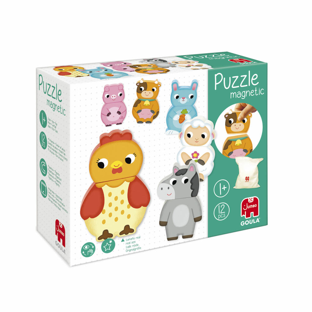 Jumbo Spiele GOULA Magnetisches Holzpuzzle Bauernhof, Puzzle, Magnetpuzzle, ab 12 Monaten, 455245