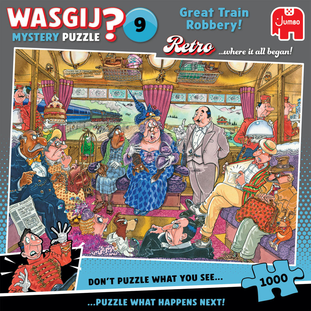 Jumbo Spiele Wasgij Retro Mystery 9 Zugüberfall, Puzzle, Erwachsenenpuzzle, 1000 Teile, 1110100504
