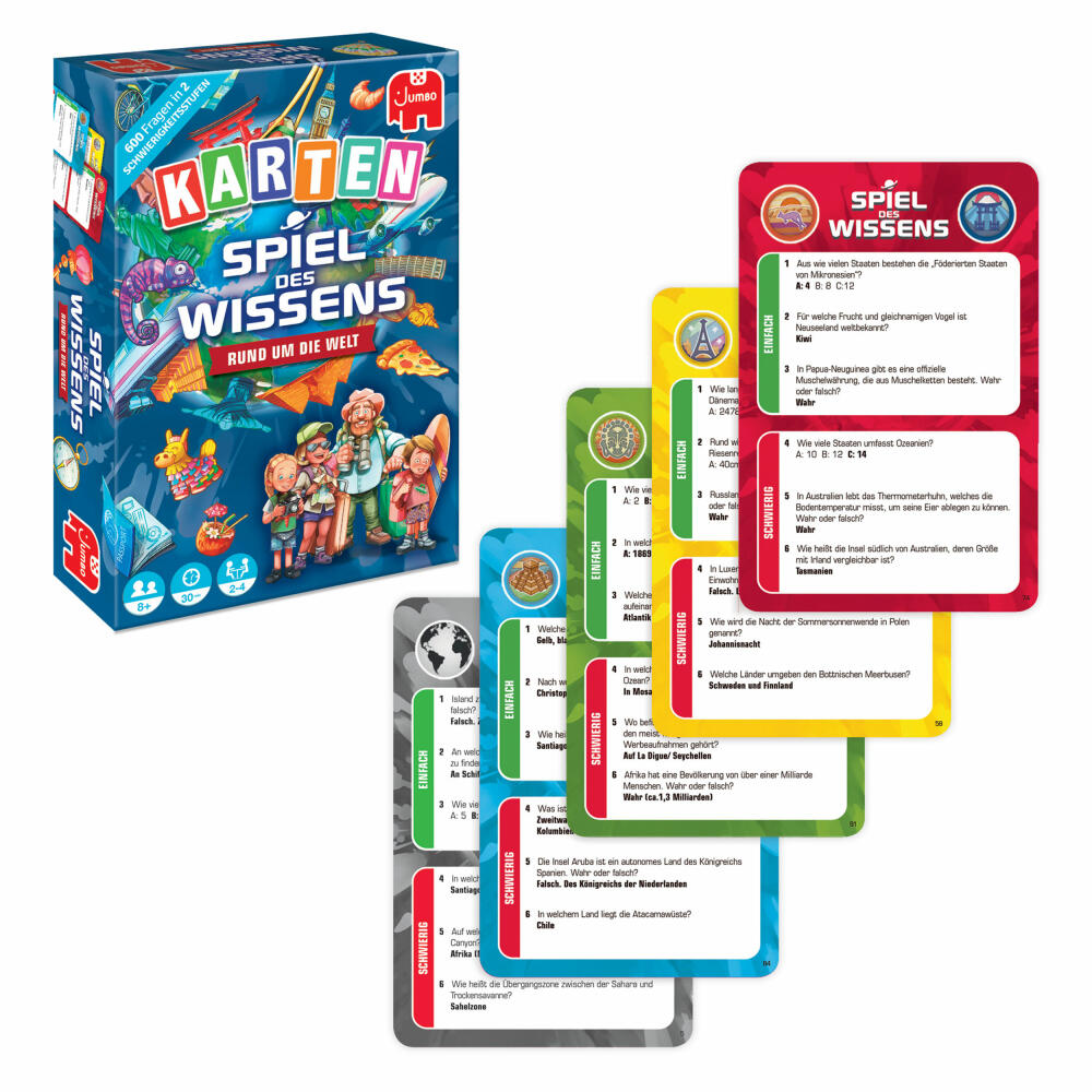 Jumbo Spiele Spiel des Wissens - Rund um die Welt Kartenspiel, Wissensspiel, Gesellschaftsspiel, Quizspiel, ab 8 Jahren, 1110100247