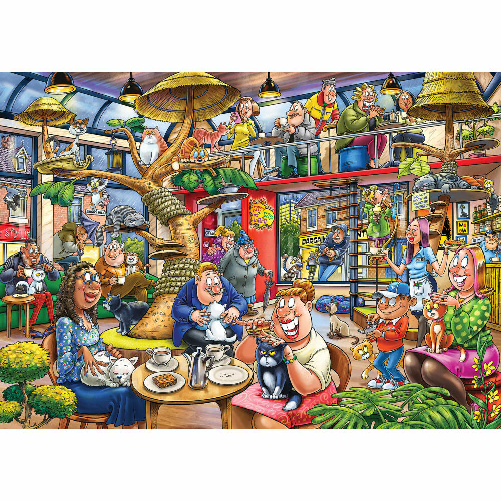 Jumbo Spiele Wasgij Mystery 28 Feline Frenzy, Puzzle, Erwachsenenpuzzle, 1000 Teile, 1110100506