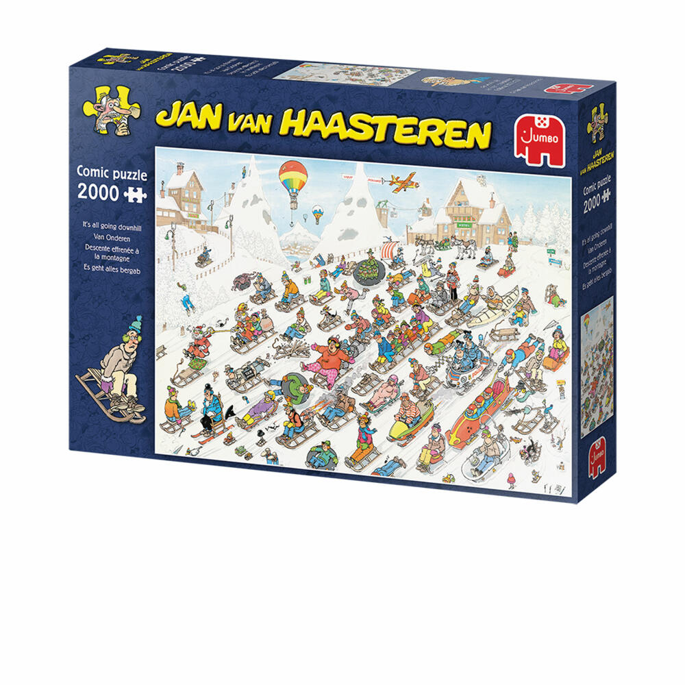 Jumbo Spiele Jan van Haasteren Es geht nur bergab, Comic Puzzle, Erwachsenenpuzzle, 2000 Teile, 1110100026