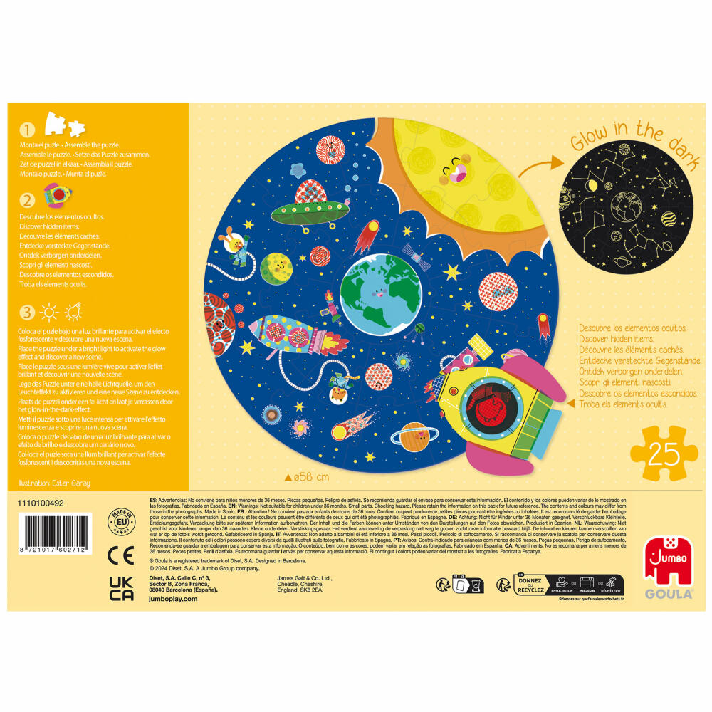 Jumbo Spiele GOULA XXL-Weltraum-Puzzle, Kinderpuzzle, Kinder, 25 Teile, ab 3 Jahre, 1110100492