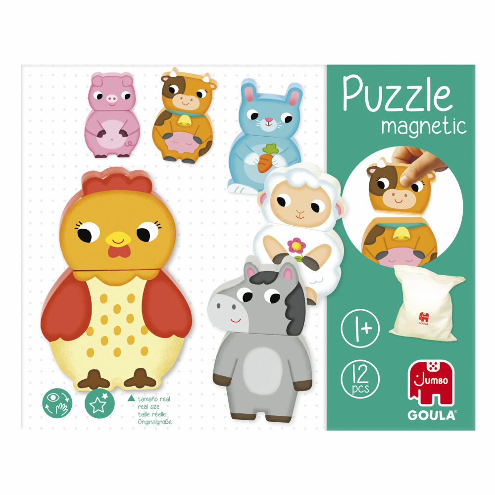 Jumbo Spiele GOULA Magnetisches Holzpuzzle Bauernhof, Puzzle, Magnetpuzzle, ab 12 Monaten, 455245